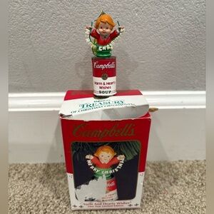 Vintage Enesco Warm and Hearty Wishes Campbell's Soup Christmas ornament ‘93 EUC